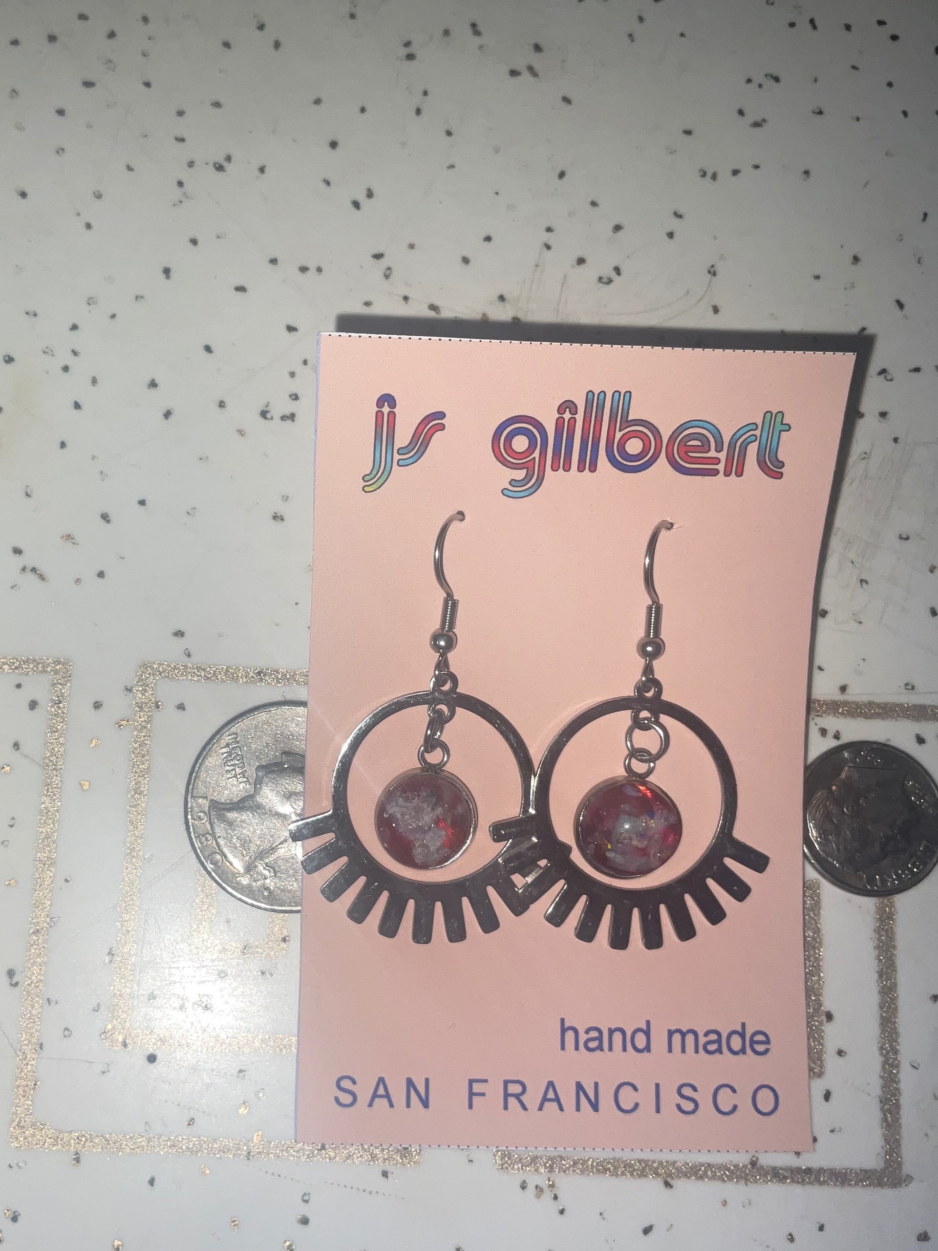 Eyelash dangle earrings with opal product image (2)