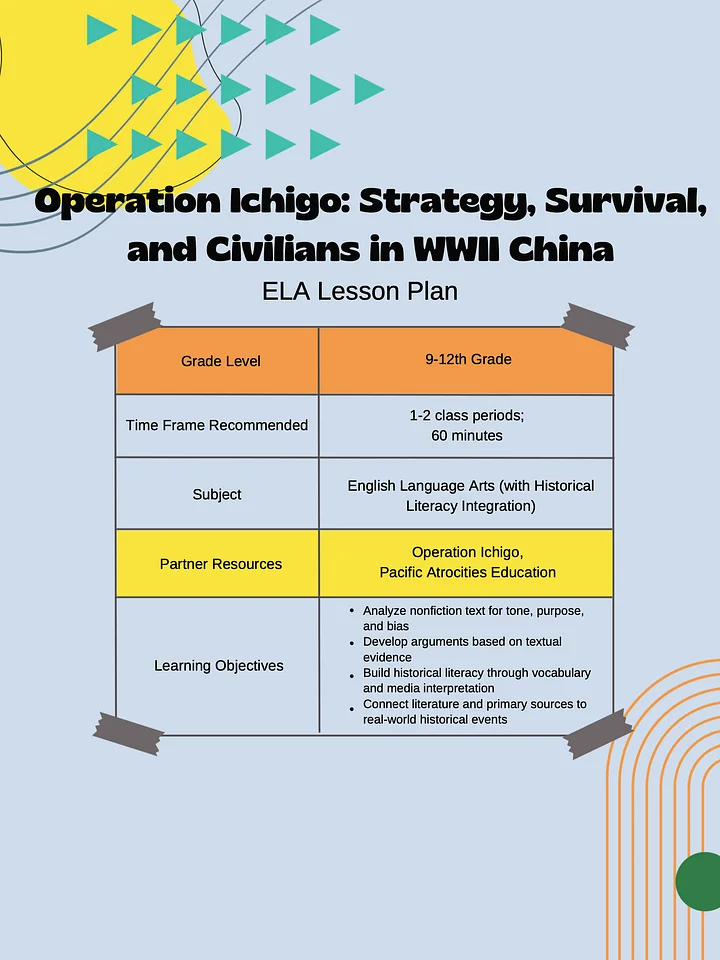 Operation Ichigo ELA Workbook: Engaging WWII History Lesson Plan product image (1)