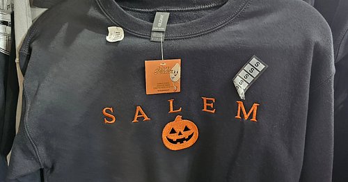 Landscape photo dump of a bunch of fun potential souvenirs i didn't buy on my visit to Salem today. If that sweatshirt was a ...