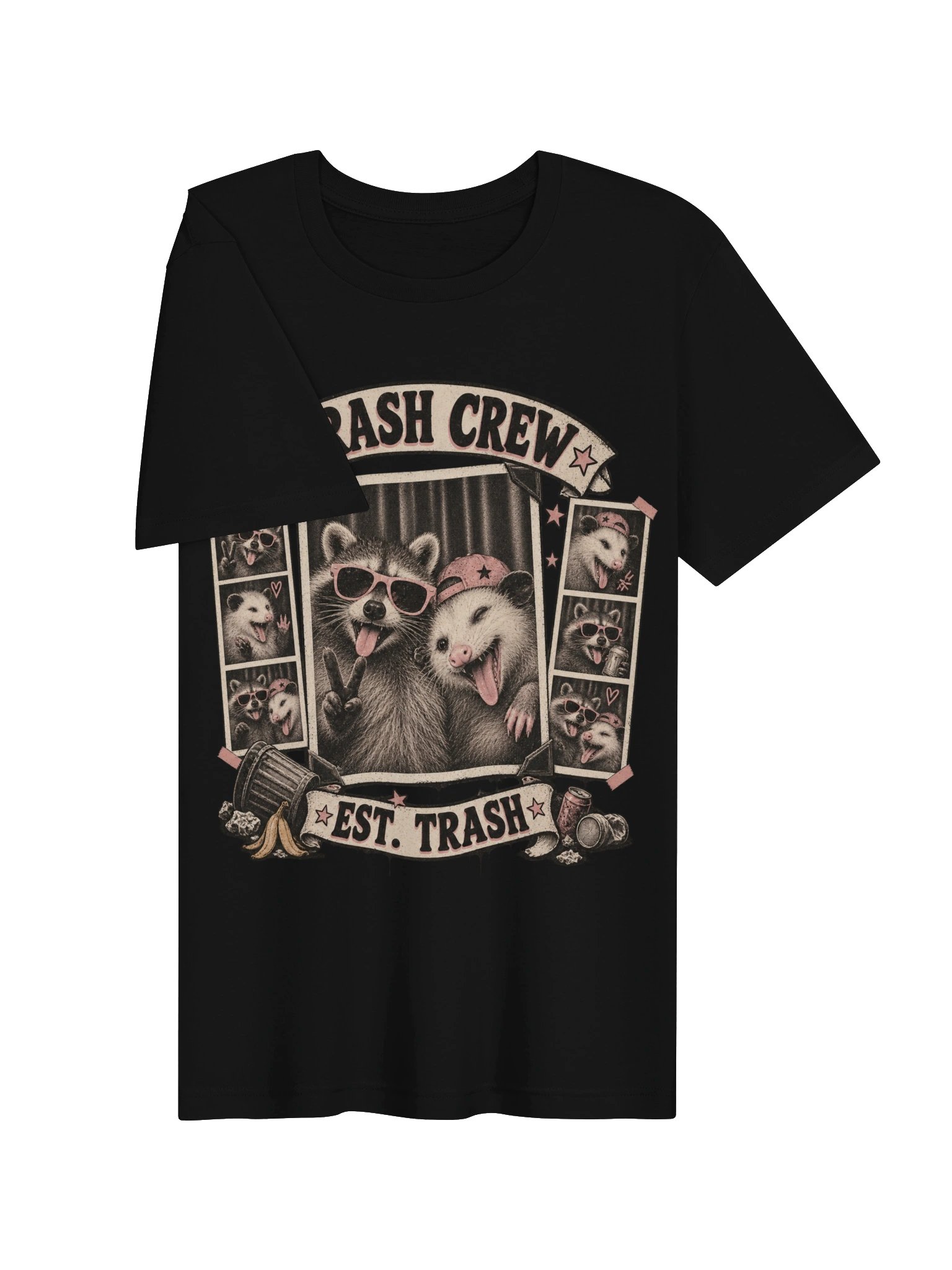 Trash Crew Graphic Tee — Vintage Raccoon & Possum Photo Booth Shirt product image (4)