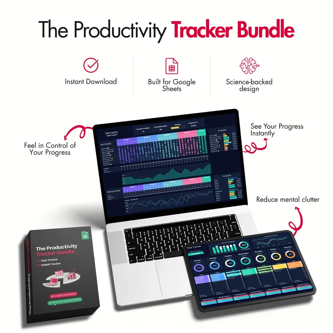NEWAURA Progress Productivity Tracker Sheets product image (1)
