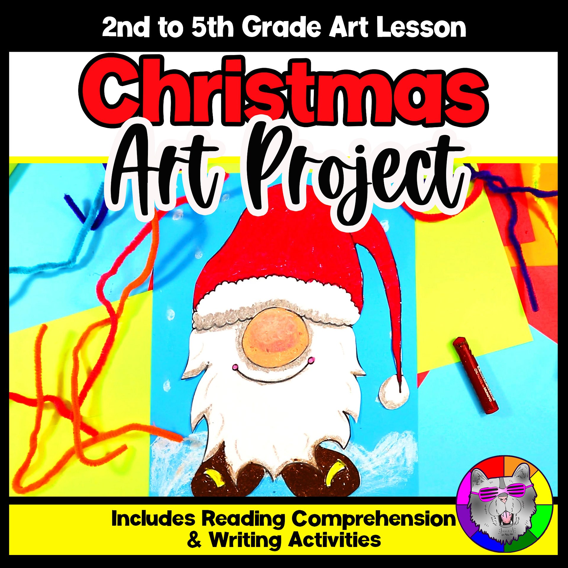 Christmas Art Lesson Gnome Christmas Art Project Holiday Art Activity Craft product image (1)