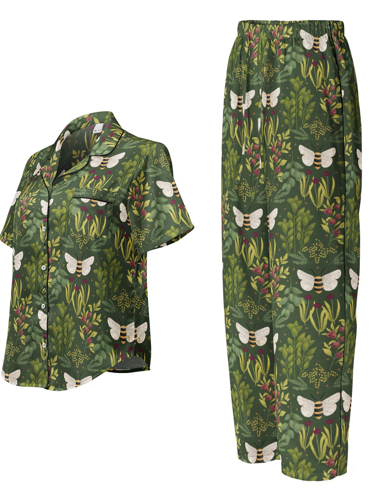 Bees and Foliage Ladies Pajama Set - Short Sleeve product image (1)