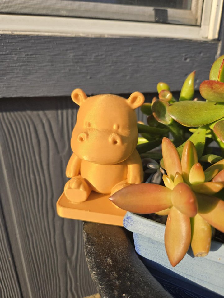 Golden Sitting Hippo — 3D Printed Trophy product image (2)