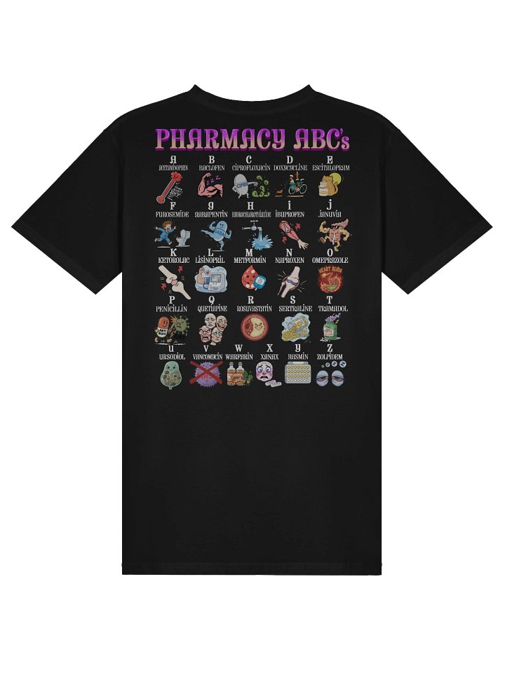 Pharmacy ABCs Tee | PHIT Pharmacist™ Drug Alphabet Shirt product image (2)