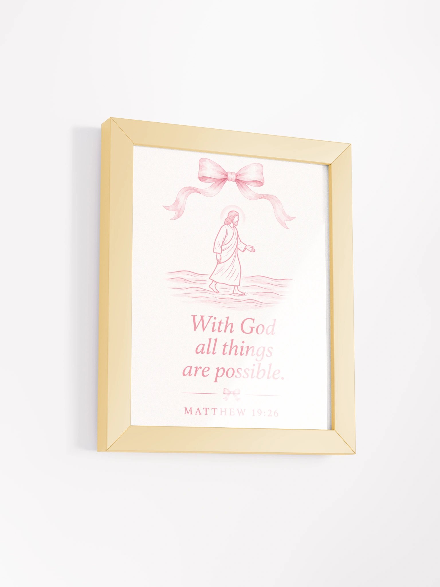 With God All Things Are Possible Matthew 19:26 | Pink Coquette Framed Christian Wall Art product image (2)