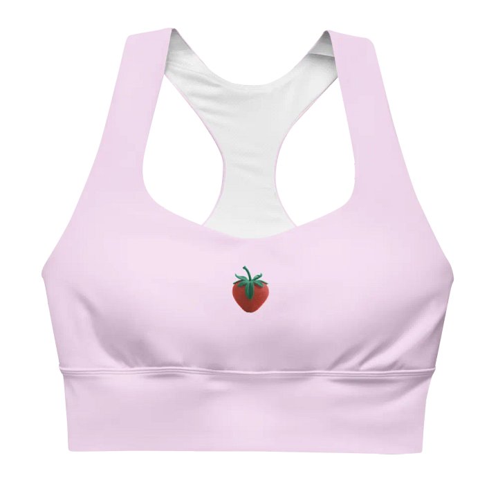 CozyAvocado Women's Pink Recycled Longline Sports Bra Strawberry #1 product image (1)