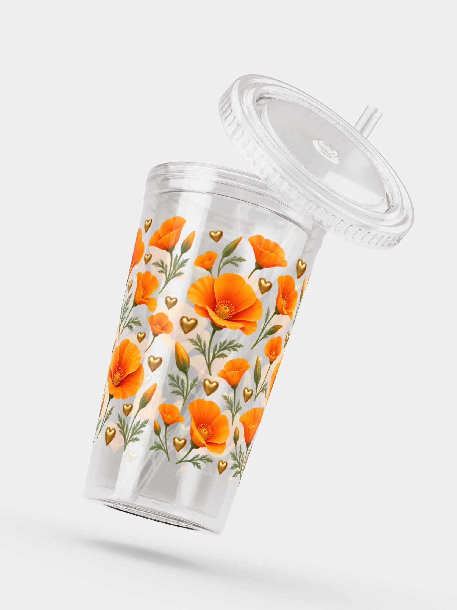 California Poppy Clear Dual Wall Tumbler 16 Oz (473 ml) product image (5)