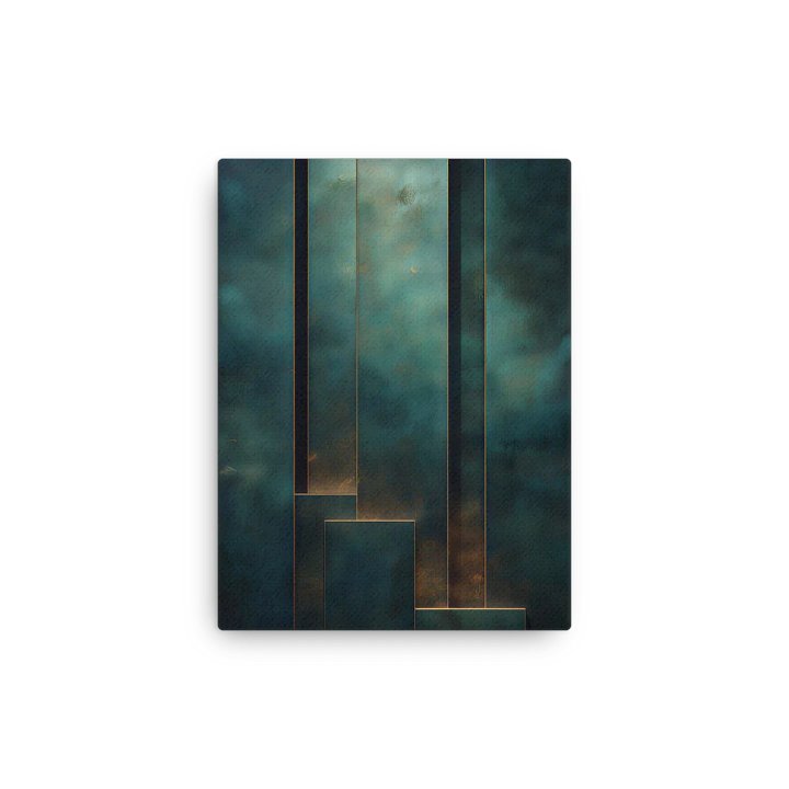 Emerald Silence – Abstract in Teal Green and Burnished Gold Geometry product image (13)