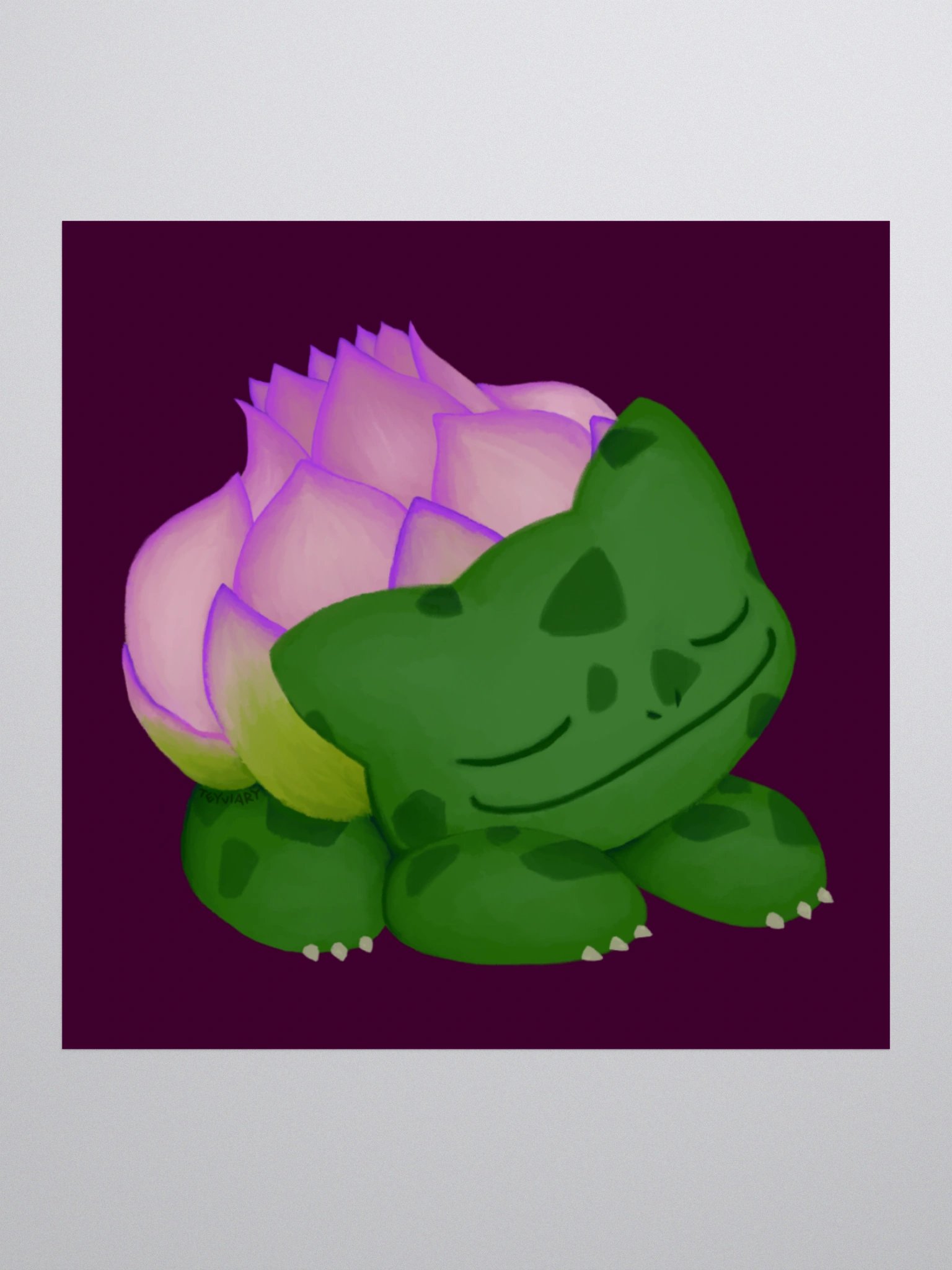Lotus Frog Sticker (Dark Pink Background) product image (2)
