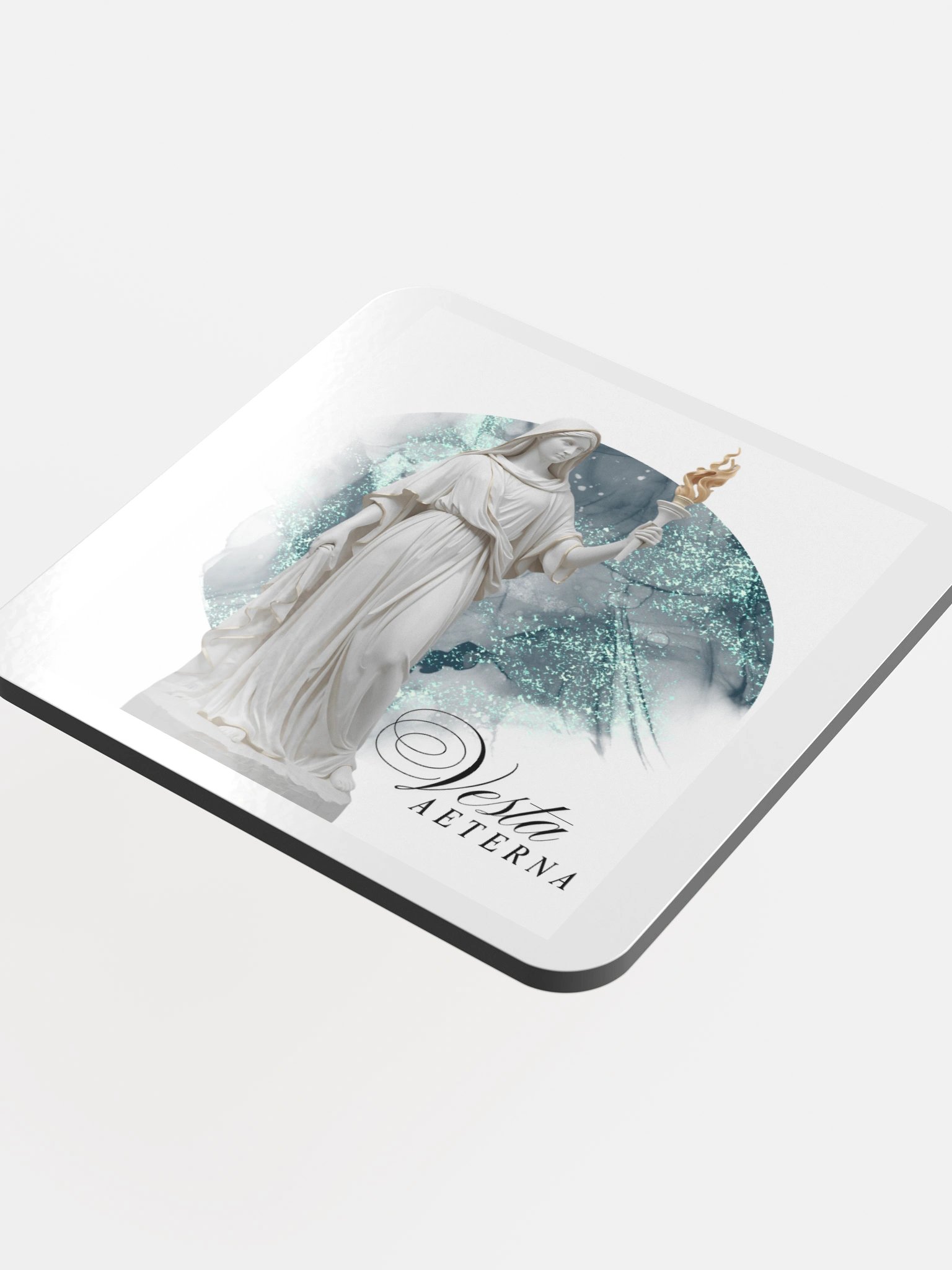 Vesta Glossy Cork Coaster (cyan / turquoise) product image (4)