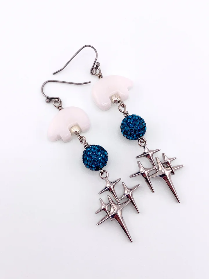 Quartz Polar Bear, Teal Sparkle Earrings product image (1)
