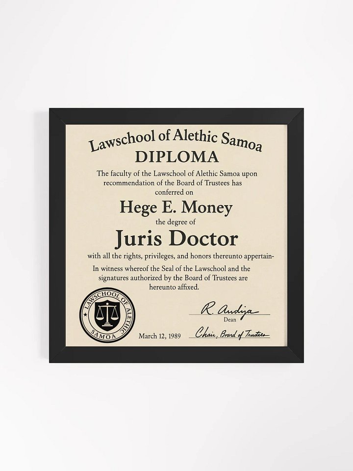 Mr. Hege's Law School Diploma product image (1)