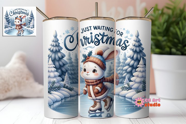 Just Waiting For Christmas Tumbler Wrap PNG product image (1)