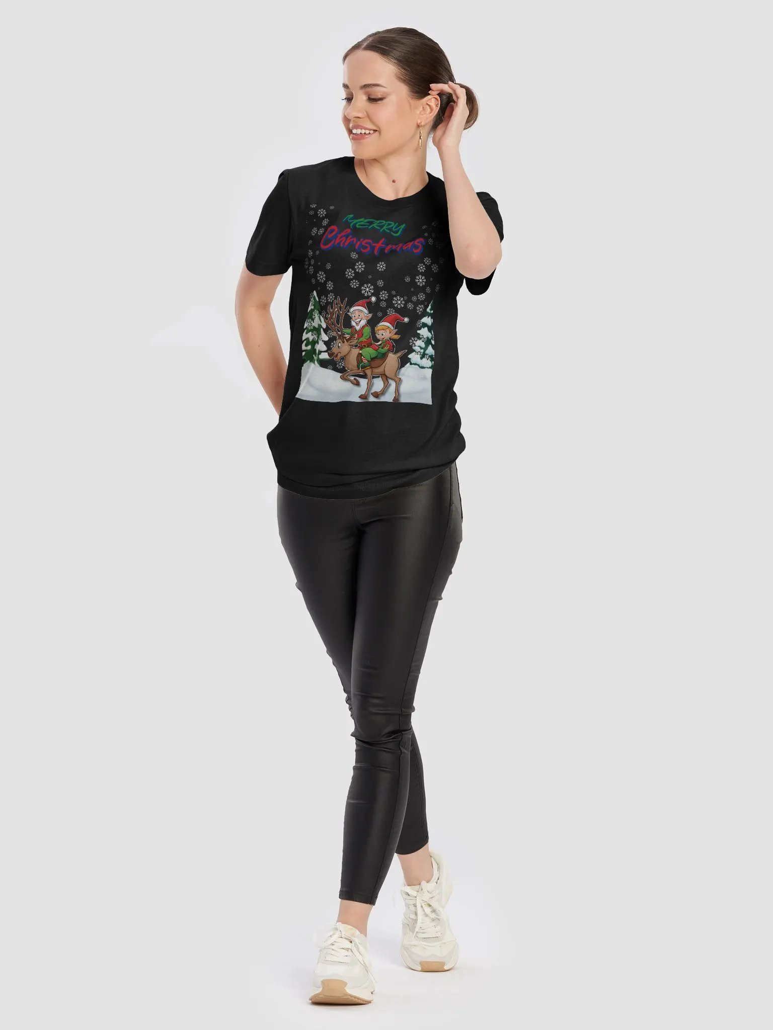 Santa Elves Riding A Reindeer T-shirt product image (10)