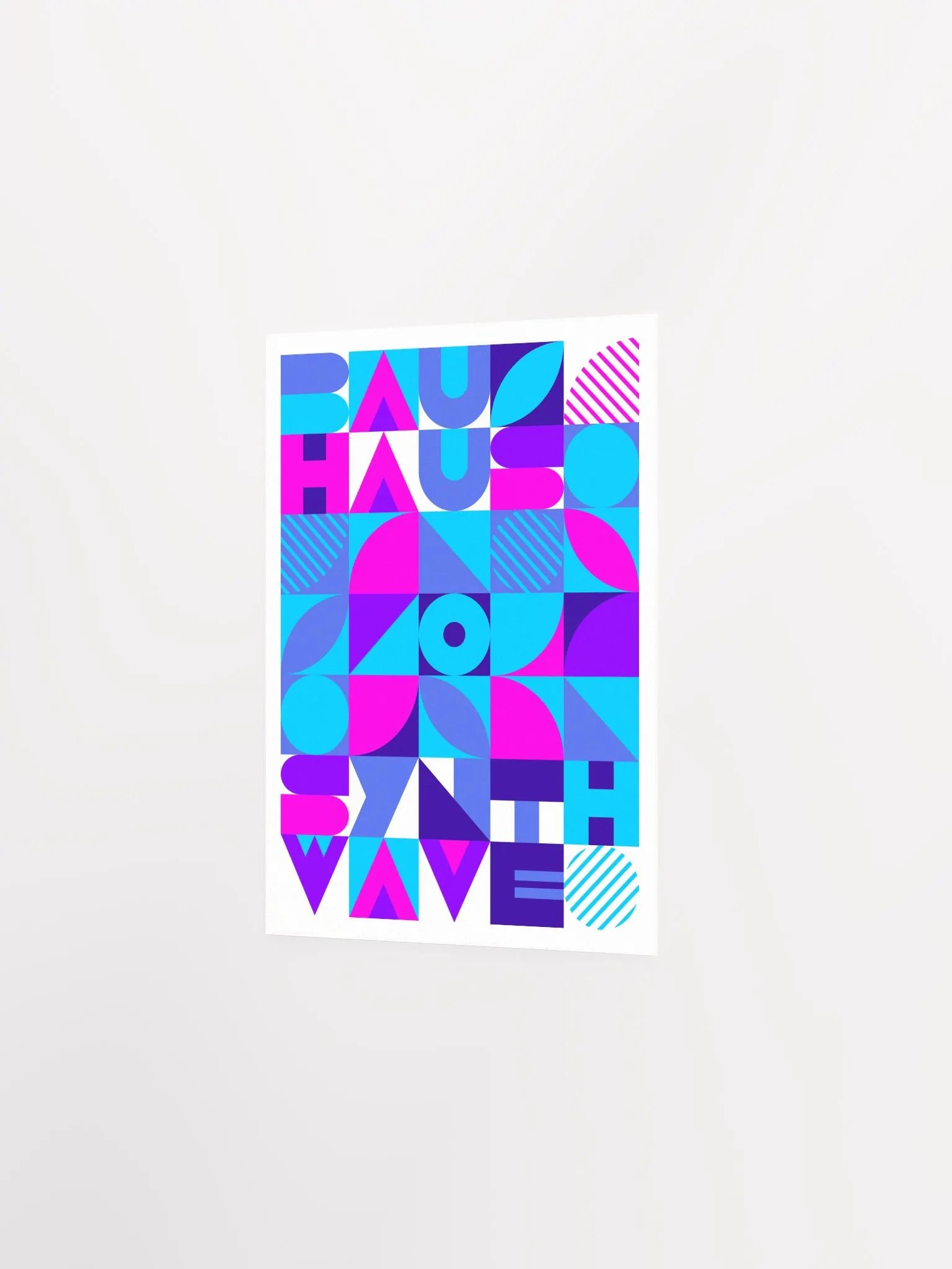 Bauhaus Synthwave #4 poster (pink-blue) — abstract poster, retrowave print, vaporwave geometric art, 1980s print, 1930s wall decor product image (7)