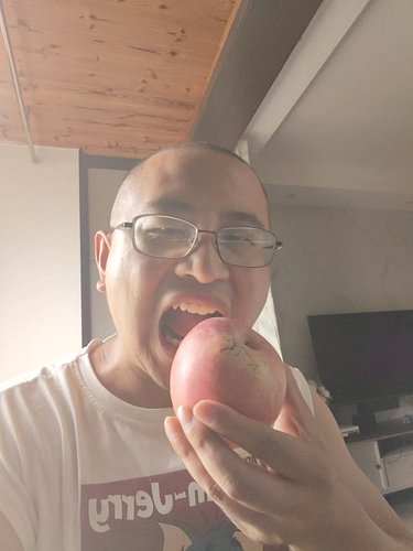 I'm eating an apple as reward, very yummy very tasty i like it