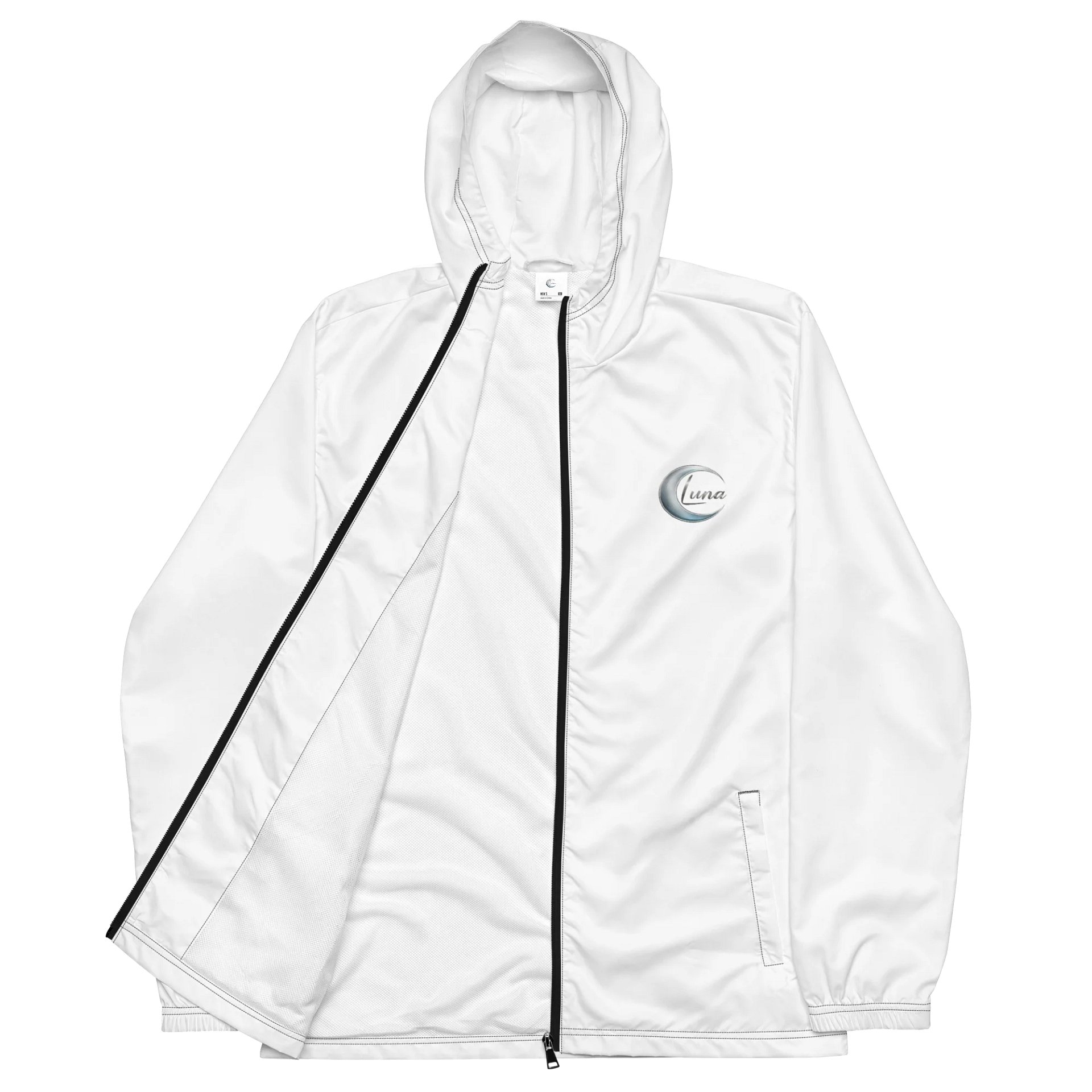 Luna All-Over Print Windbreaker - White, Celestial Design, Lightweight & Water-Resistant product image (2)