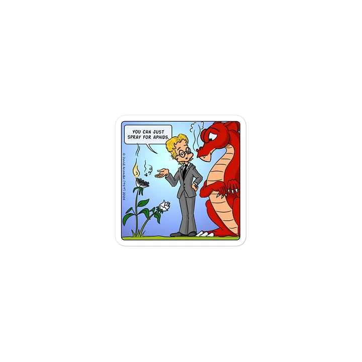 Whimsical Resident Dragon Spray for Aphids Die-Cut Stickers product image (1)