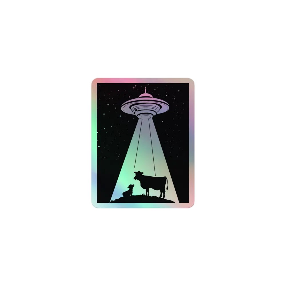 UFO and Cows Holographic Sticker product image (1)