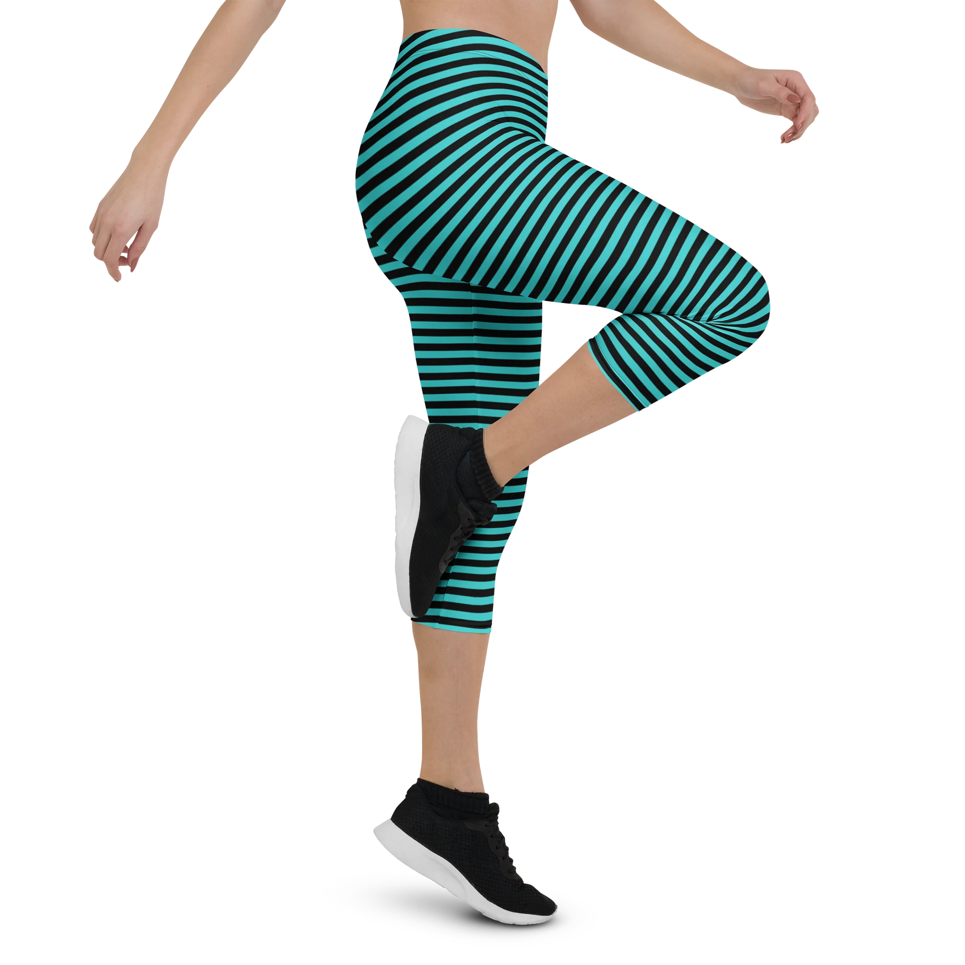 Blaque and Turquoise Stripped Capri product image (5)