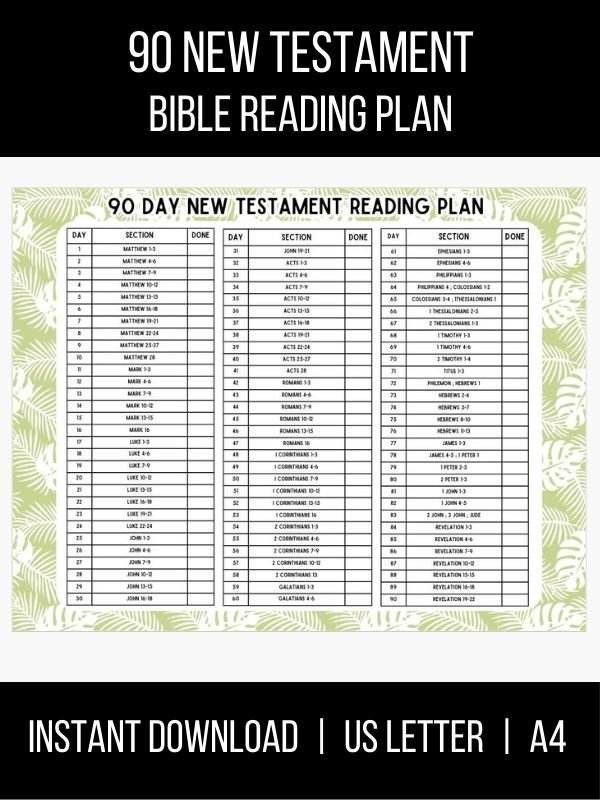 90 Day New Testament Printable Bible Reading Plan product image (1)