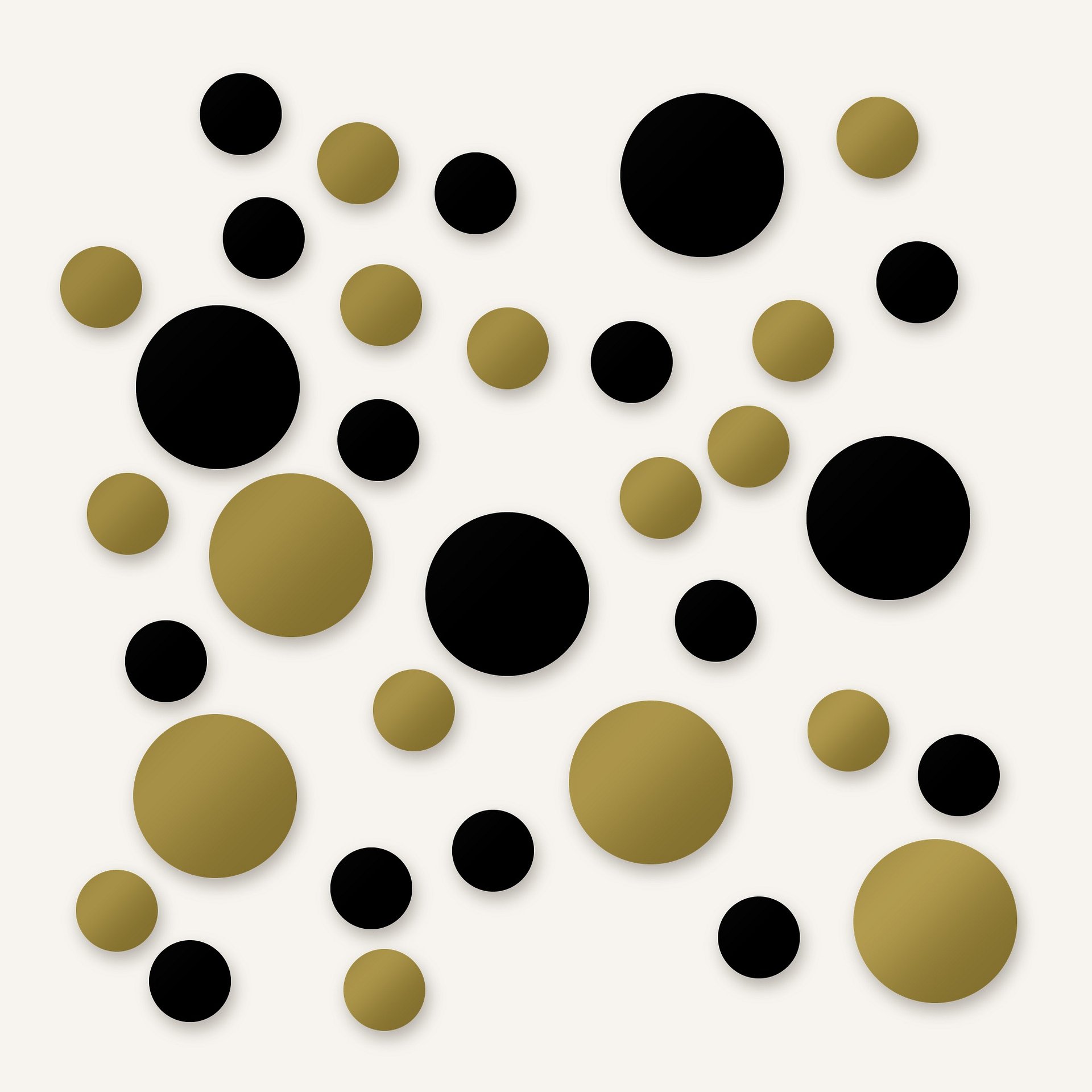 Black and Metallic Gold Polka Dot Wall Decals, 2" and 4" Vinyl Circle Stickers, Removable Dot Decals for Nursery, Kids Room, Playroom product image (1)