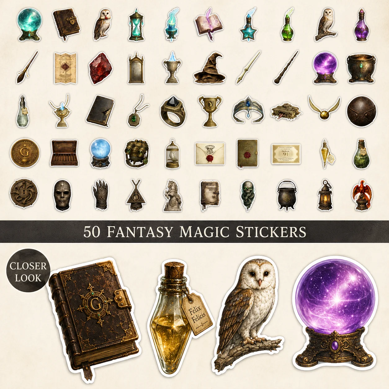 50 Fantasy Magic Stickers – Digital Bundle product image (2)