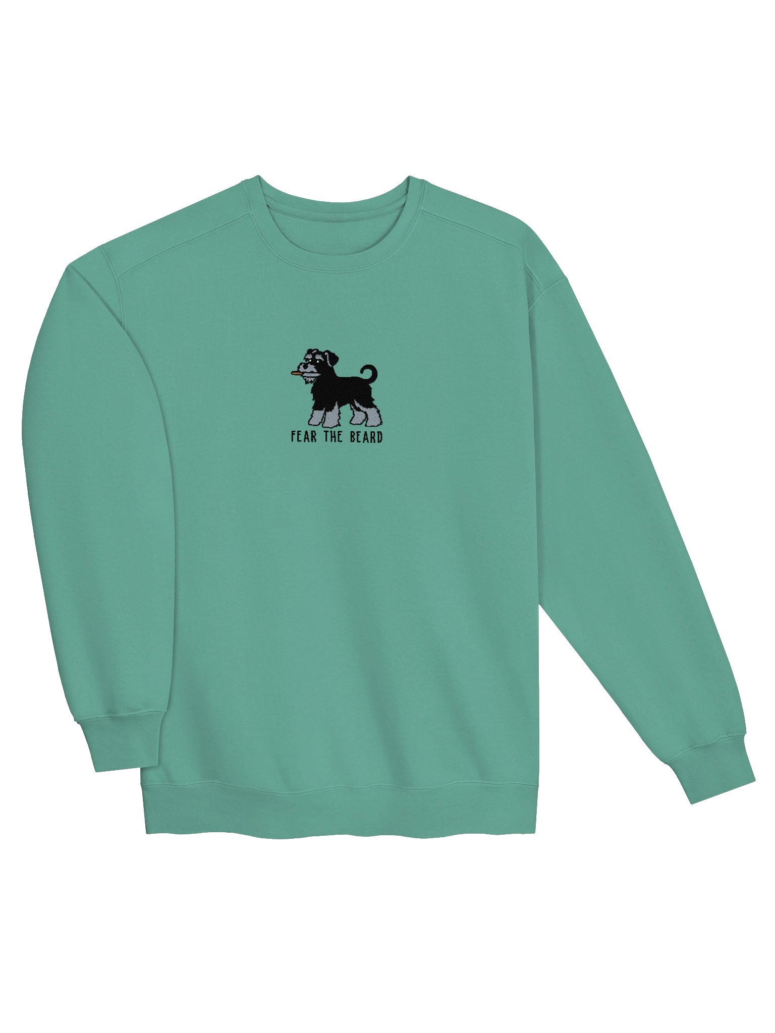 Fear the Beard Funny Chibi-Style Embroidered Premium Sweatshirt for Schnauzer(Black & Silver) Owners product image (27)