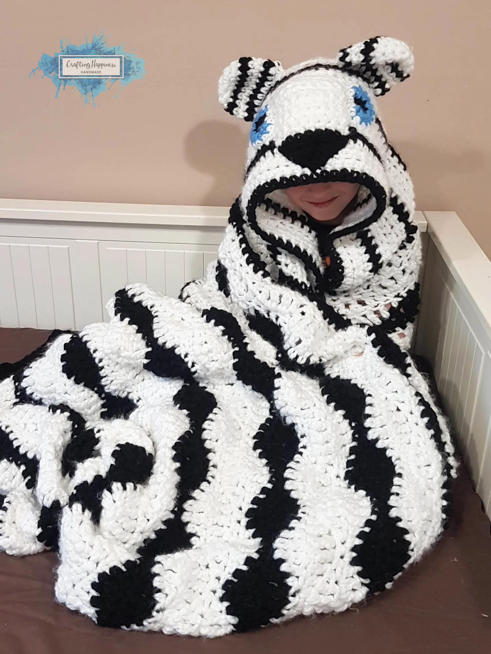 Snow Tiger Hooded Blanket Crochet Pattern | Adult & Child Sizes (PDF) product image (3)