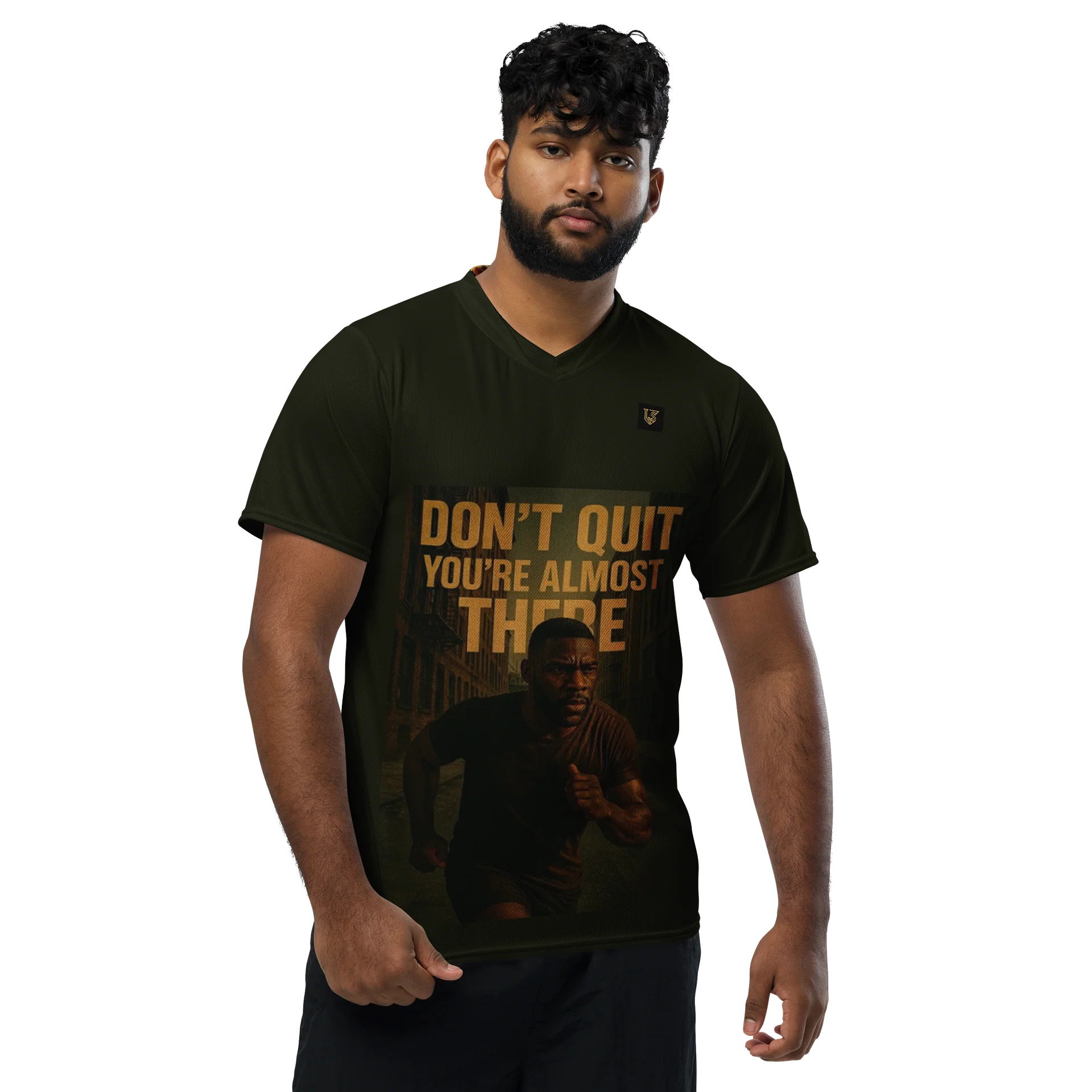 Lafate Designer Print Shirt Black Multicolor-don't quit product image (1)