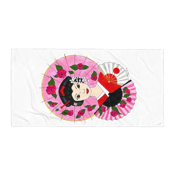 Japanese Geisha (art by Dina R.) acrylic painting picture - Towel product image (1)