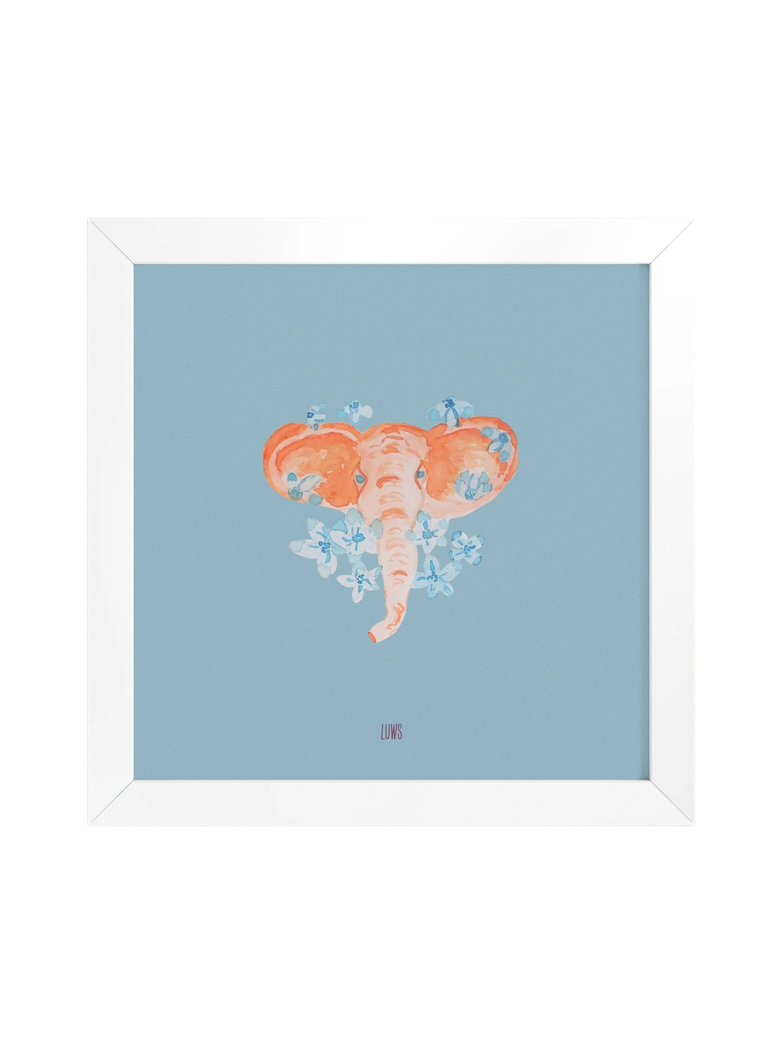Eric, the elepant | Watercolor Elephant Floral Poster (Framed) product image (1)
