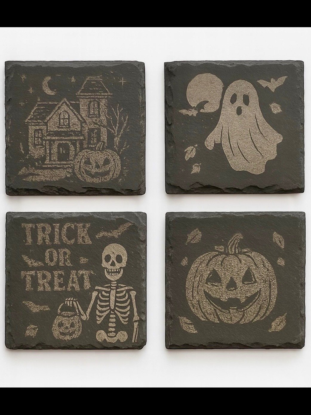 Halloween Engraved Slate 8-Piece Coaster Set Bundle product image (2)