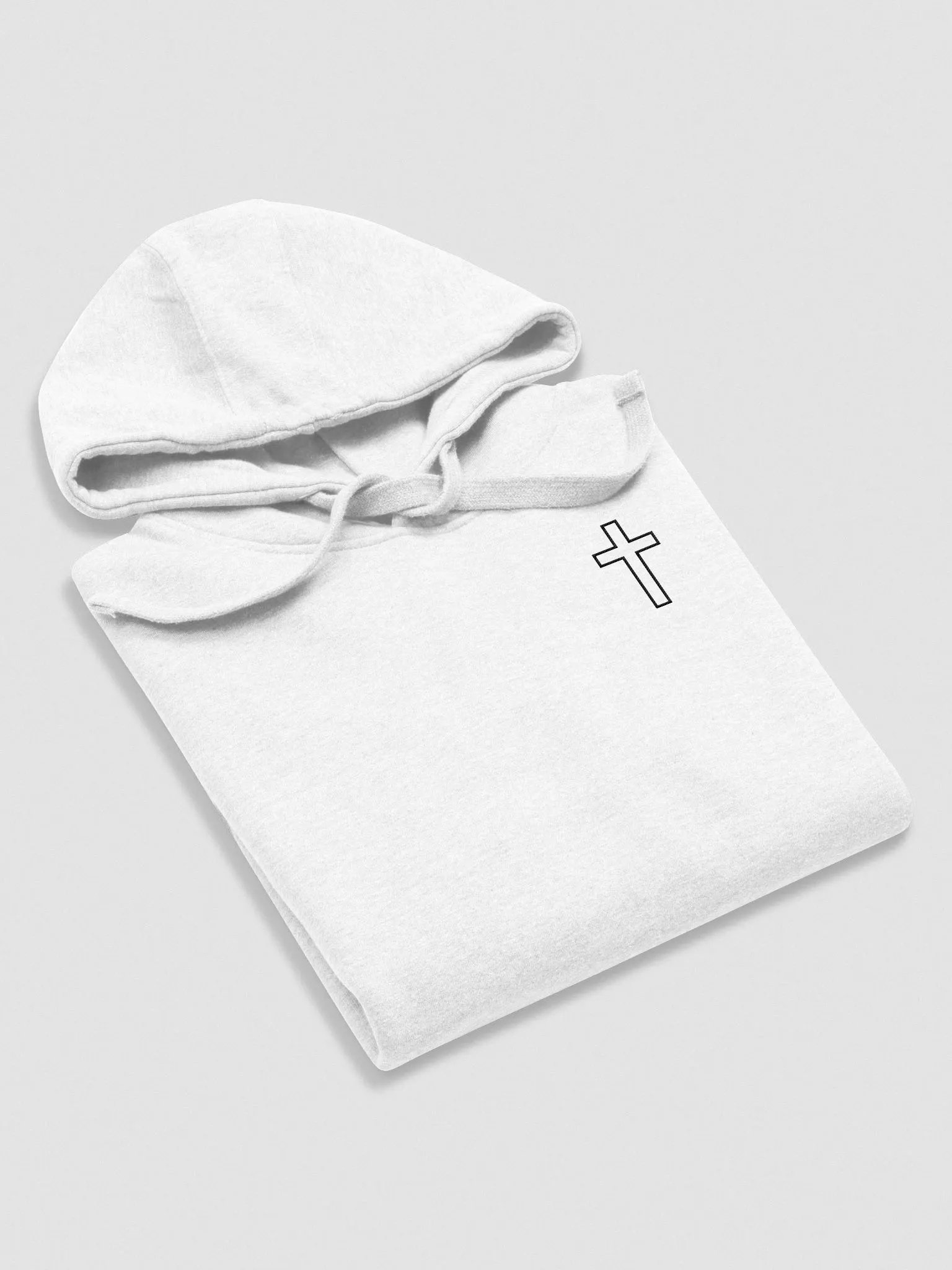 Simple Cross Embroidered White Hoodie product image (5)