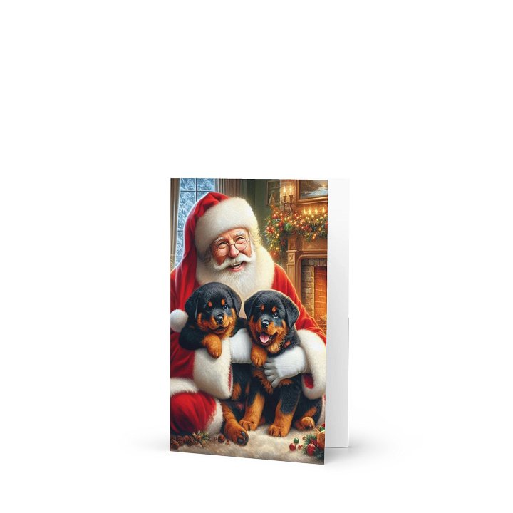 Rottweiler Santa's Puppy Party Greeting Card product image (1)