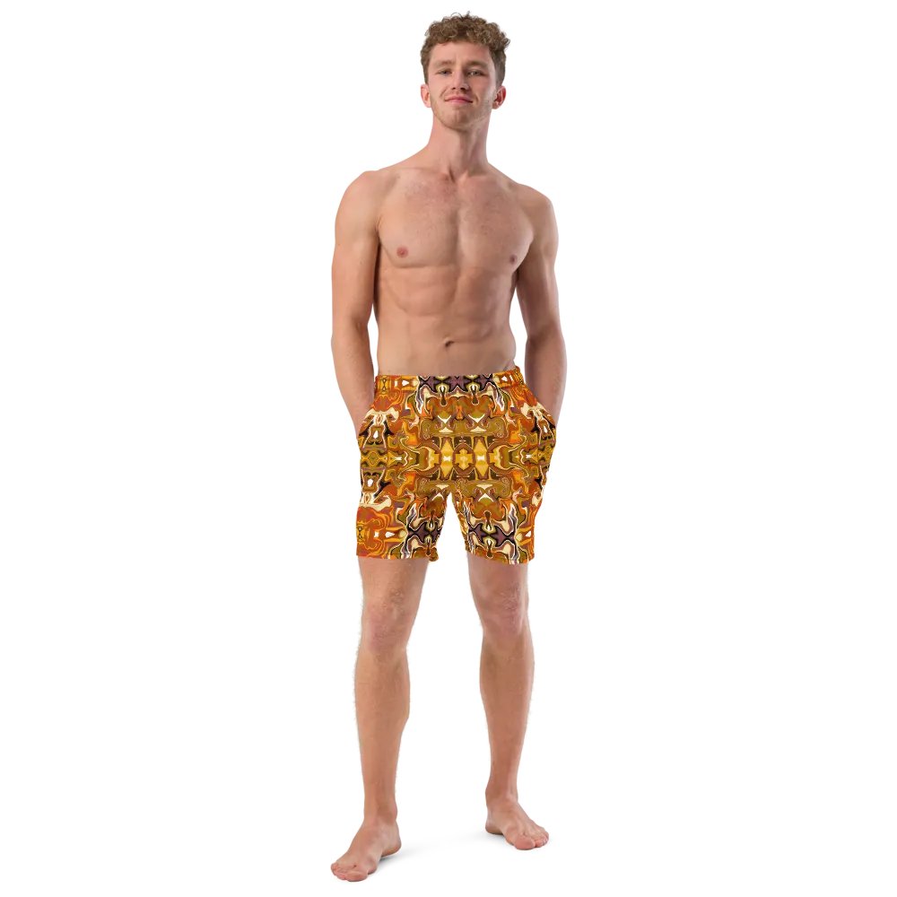 Symmetrical Splendor Brown African Inspired Design Swim Trunks product image (11)
