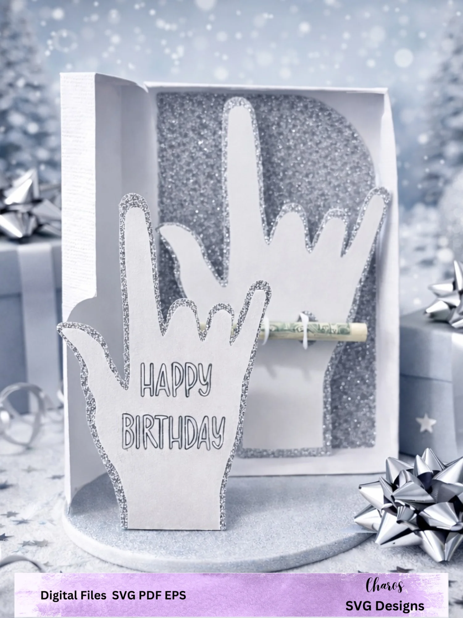 I Love You in ASL Money Holder Card & Gift Box SVG product image (5)