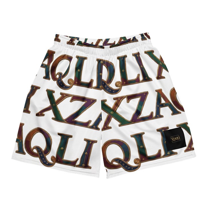 XZAQLI Men's Ivory Monogram Mesh Shorts product image (1)