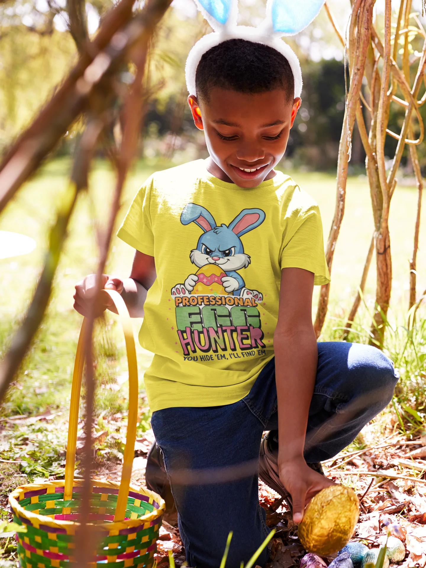 Professional Egg Hunter – Funny Easter Bunny Kids Tee product image (10)