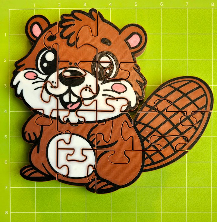 Beaver Jigsaw Puzzle, 3D-Printed Educational Toy for Kids, Preschool Learning, Toddler Floor Play product image (2)