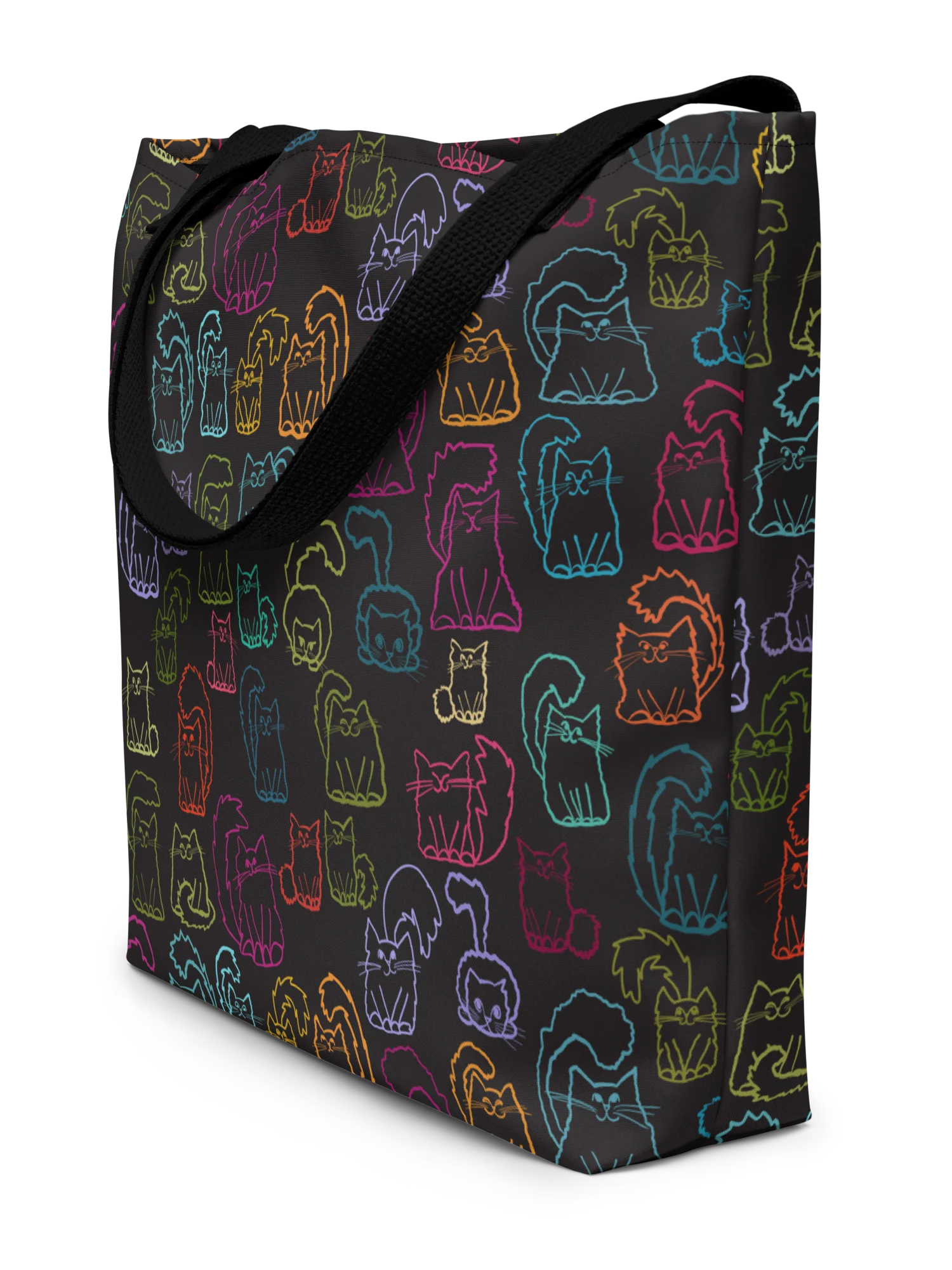 Sooo Many Cute Kitties Large Black Tote Bag product image (2)