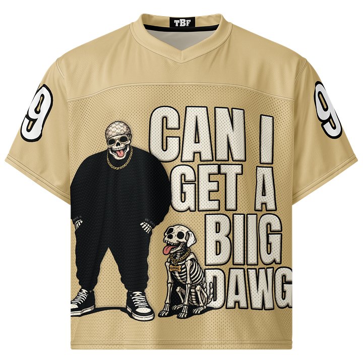 “Can I Get A Biig Dawg” Boxy Football Jersey product image (1)
