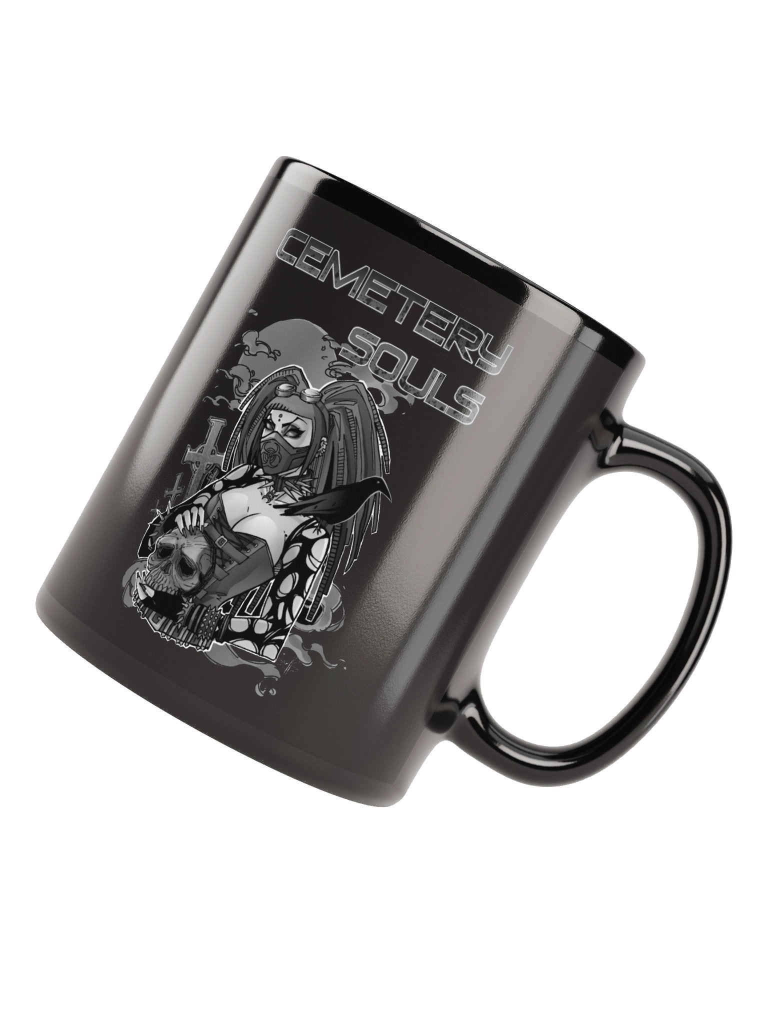 Cemetery Souls - CyberGoth Coffee Mug - Monochrome on black product image (6)