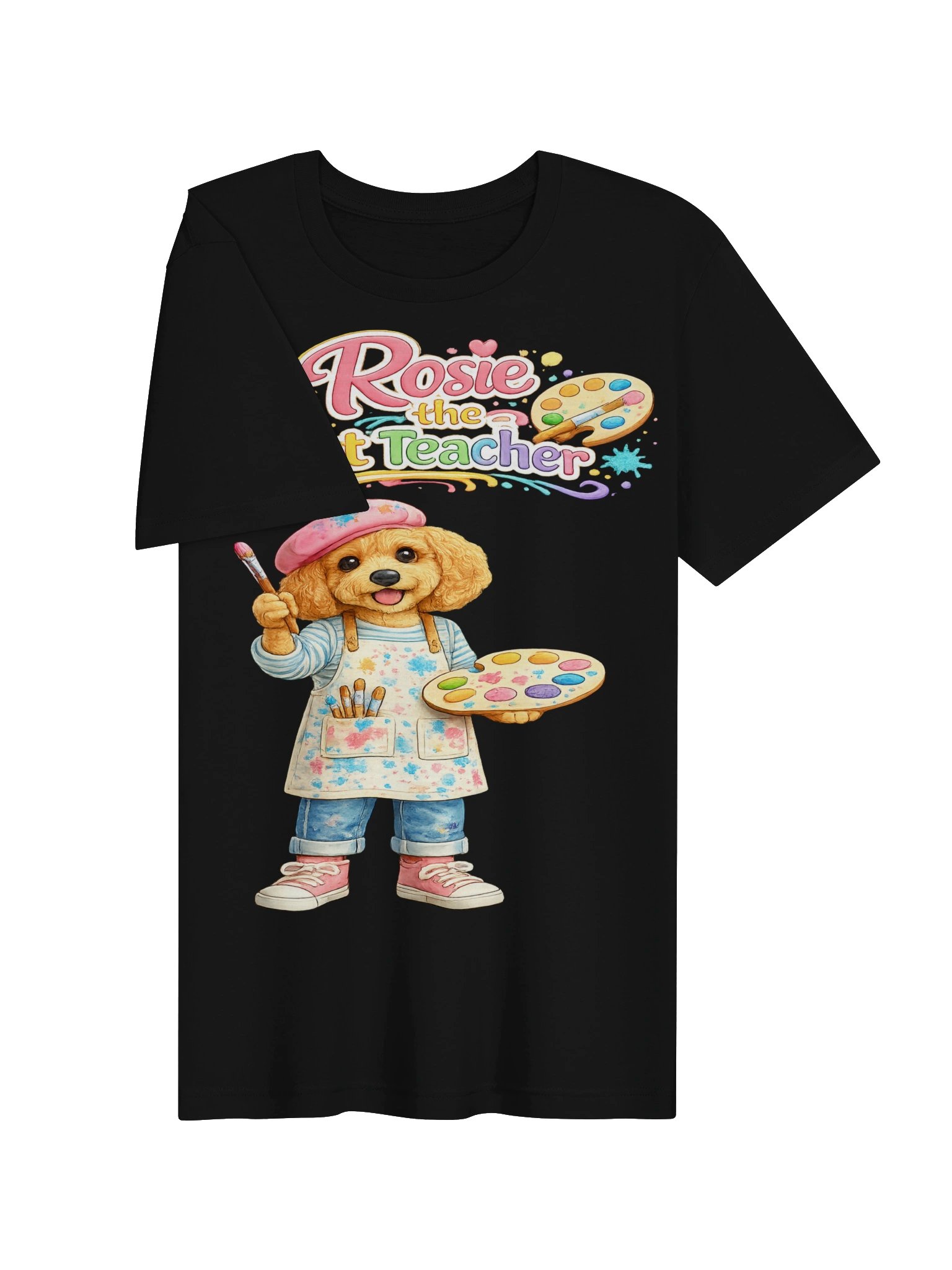 Rosie the Art Teacher Cartoon Dog Adult Tee-shirt product image (3)