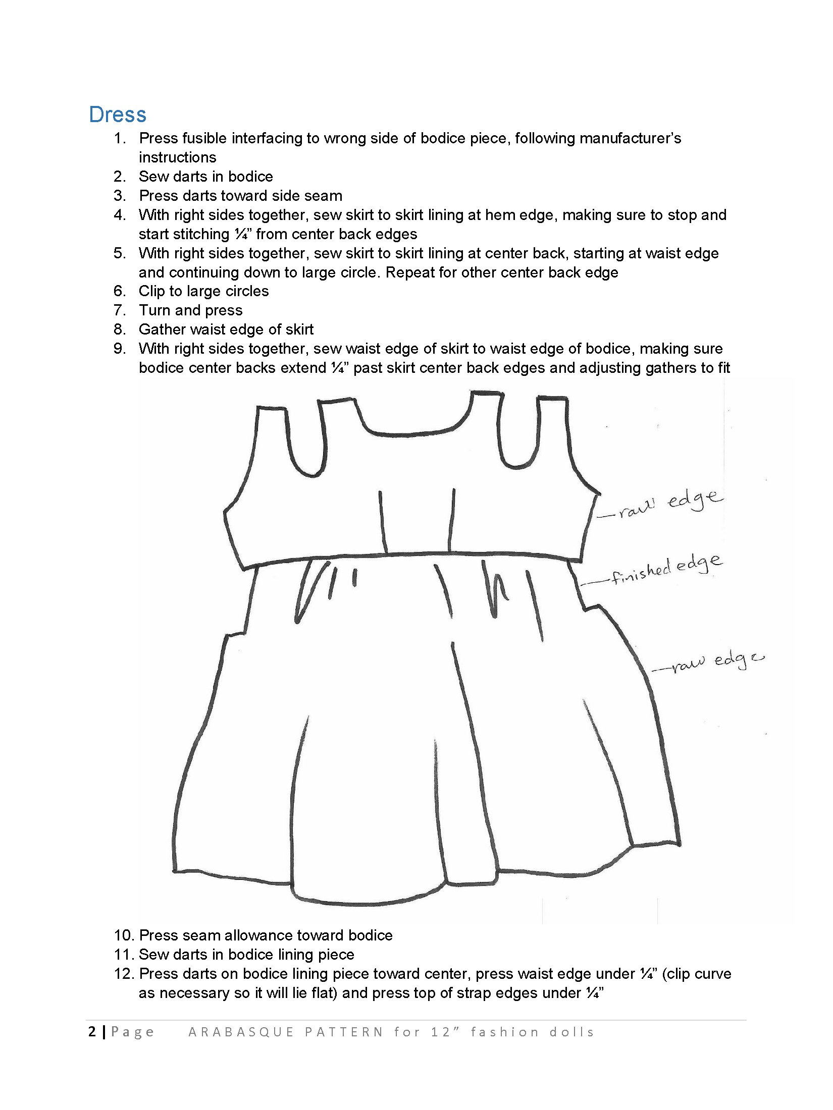 Arabasque sewing pattern for 12" fashion dolls product image (3)