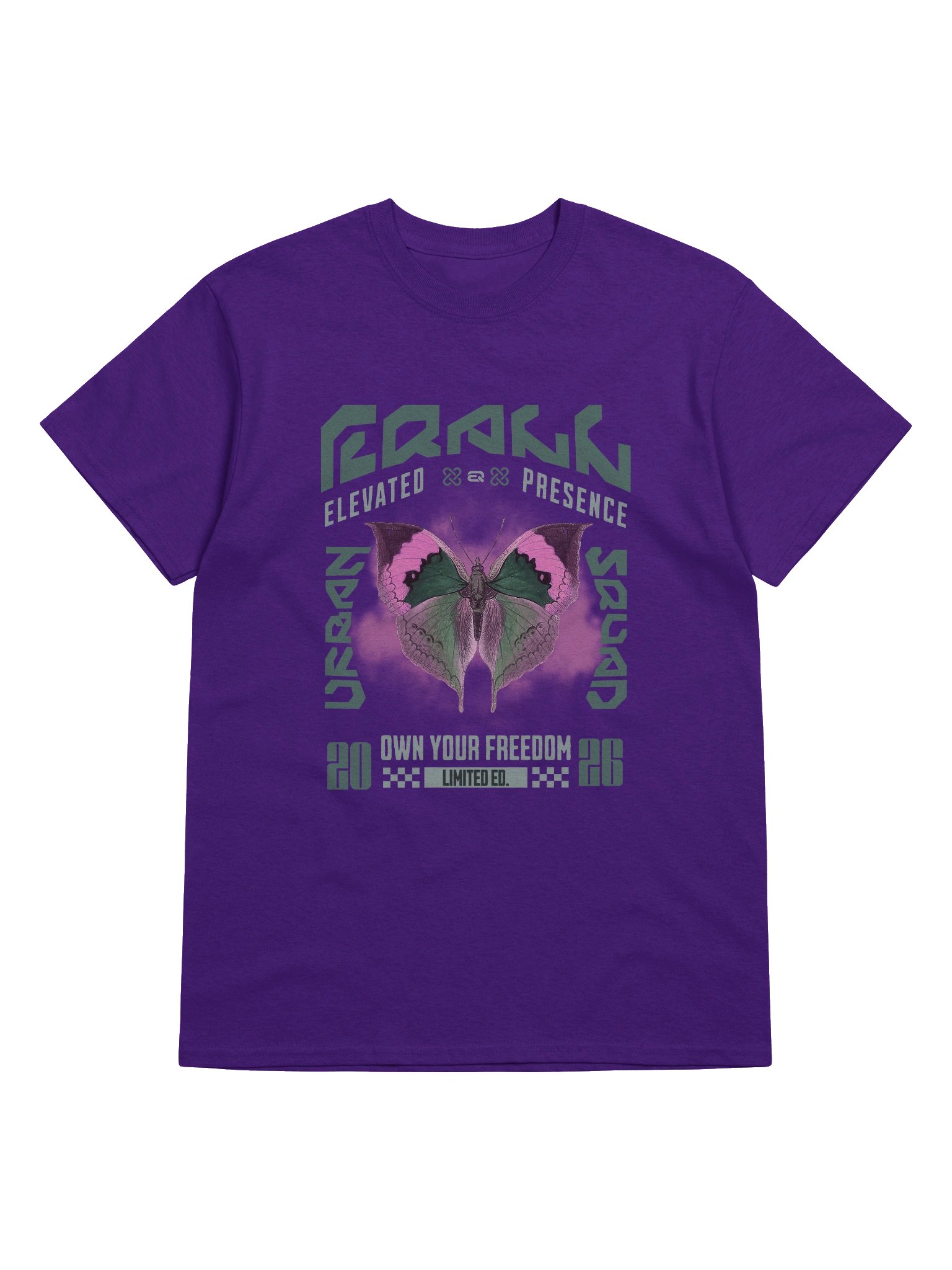Urban Butterfly R3CVR.i Vibes Heavyweight 100% Cotton T-shirt by EQALL® Originals_Green / Cyclamen product image (25)