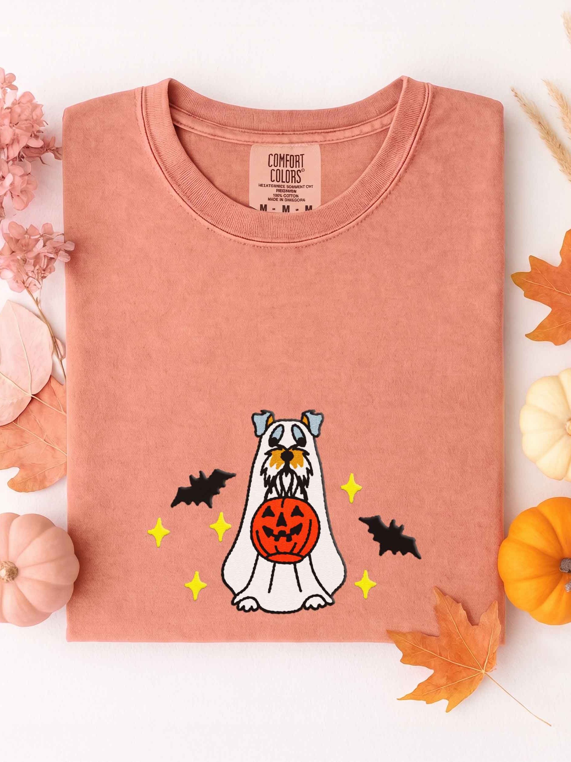 Halloween Miniature Schnauzer(Salt & Pepper) Embroidered T-Shirt product image (1)