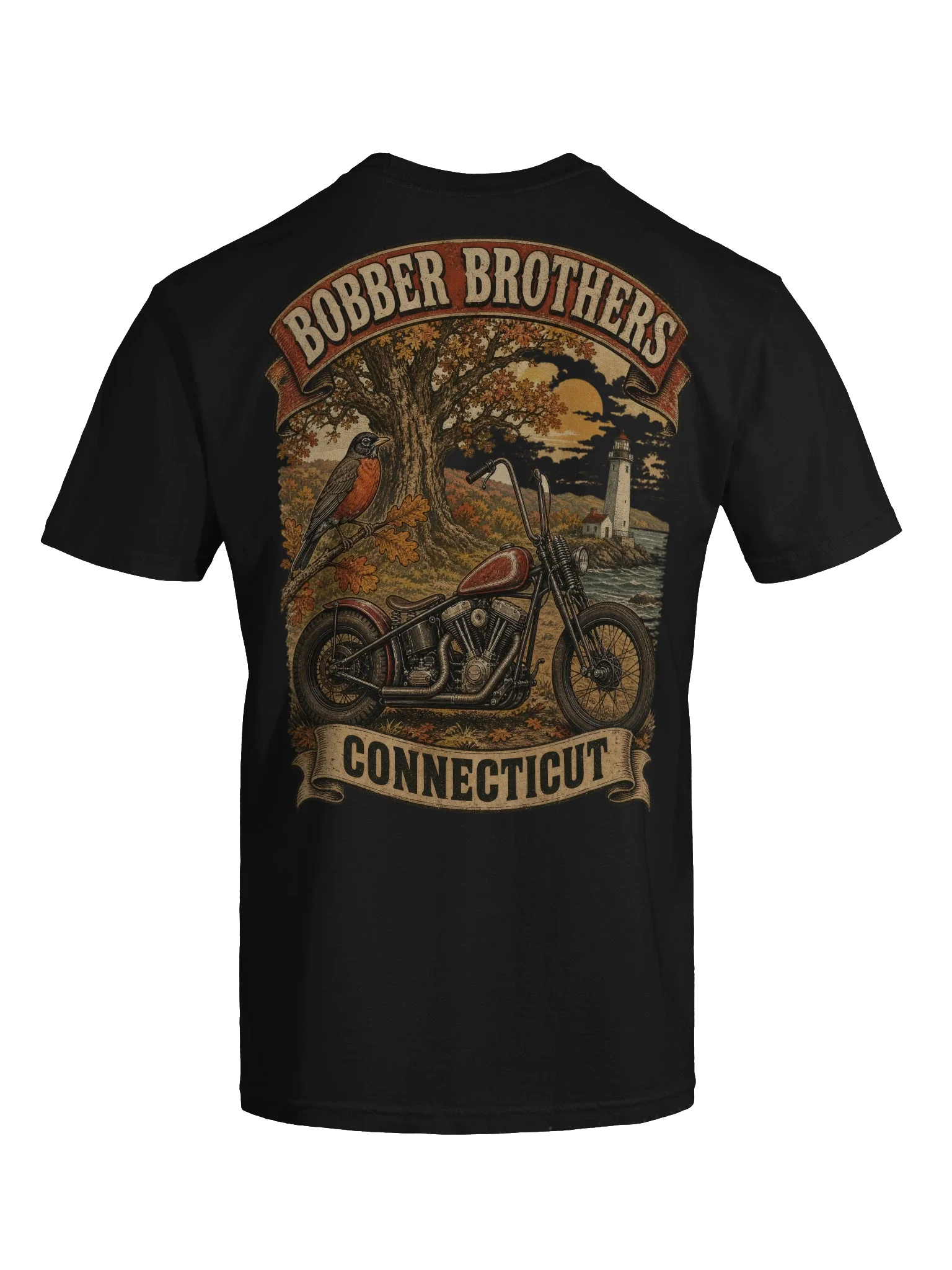 Connecticut motorcycle t-shirt design by Bobber Brothers