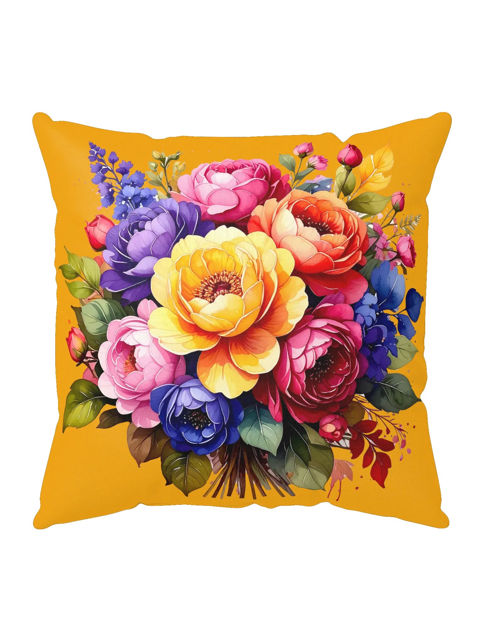 Columbia Road Market Floral All-Over Print Pillow (Orange) product image (1)